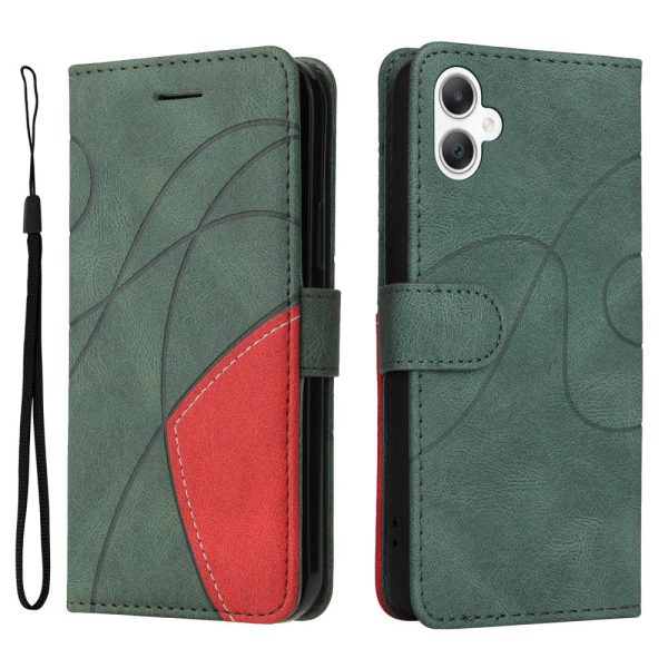 Textured Samsung Galaxy A06 leather case with strap - Green on Sale