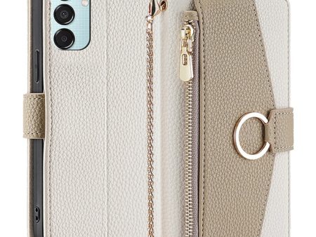 Samsung Galaxy M15 vegan leather purse-case - White For Cheap