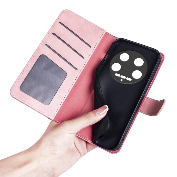 Two-color Xiaomi 14 Ultra leather flip case - Pink For Sale