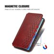 Samsung Galaxy M55   Samsung Galaxy F55   C55 leather case with a stylish rhombus imprint - Red Online now