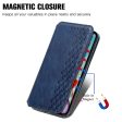 Motorola Moto G34 leather case with a stylish rhombus imprint - Blue Online