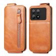 Vertical Xiaomi Redmi K70E   Xiaomi Poco X6 Pro flip phone case with zipper - Brown Online Hot Sale