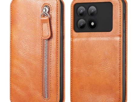 Vertical Xiaomi Redmi K70E   Xiaomi Poco X6 Pro flip phone case with zipper - Brown Online Hot Sale