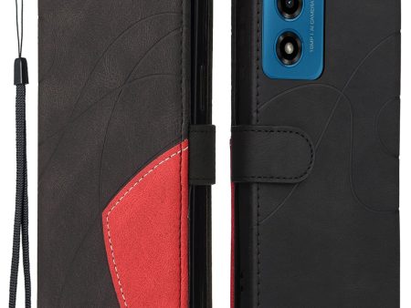 Textured Motorola Moto G04   Motorola Moto G24 leather case with strap - Black Fashion