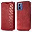 Motorola Moto G34 leather case with a stylish rhombus imprint - Red Hot on Sale