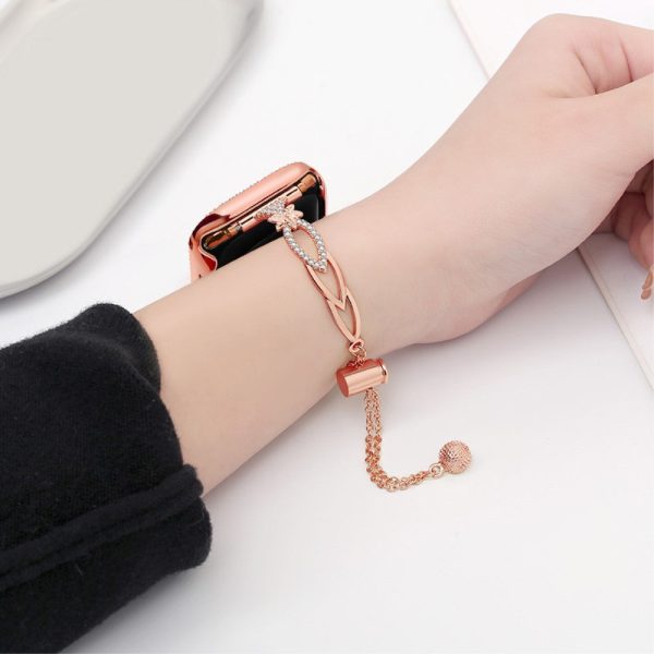 20mm Universal Smart Watch Band Rhinestone Decor Copper Bracelet Replacement Strap - Rose Gold For Cheap