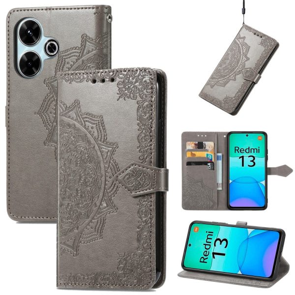 Mandala Xiaomi Redmi 13 leather case - Grey Discount