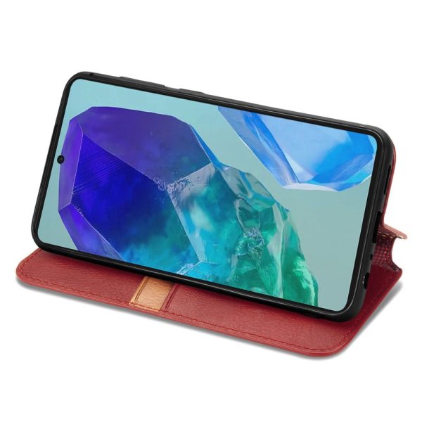 Samsung Galaxy M55   Samsung Galaxy F55   C55 leather case with a stylish rhombus imprint - Red Online now