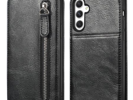 Vertical Samsung Galaxy A25 flip phone case with zipper - Black Sale