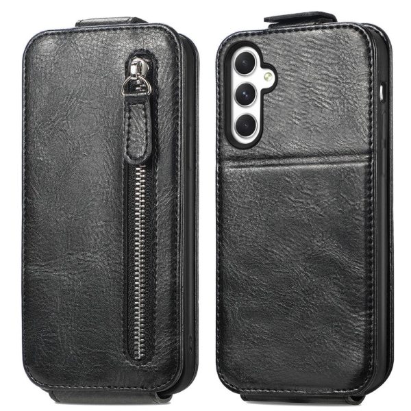 Vertical Samsung Galaxy A25 flip phone case with zipper - Black Sale