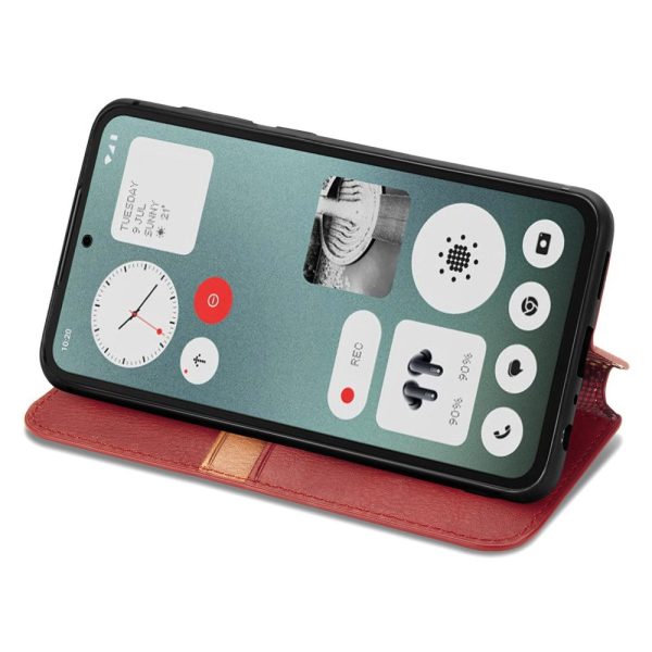 Nothing CMF Phone 1 leather case with a stylish rhombus imprint - Red Online Hot Sale