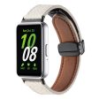 Samsung Galaxy Fit3 Watch Strap Litchi Texture Genuine Cow Leather Magnetic Band - White For Cheap