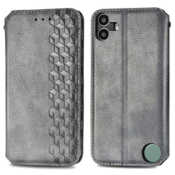 Nothing CMF Phone 1 leather case with a stylish rhombus imprint - Grey For Cheap