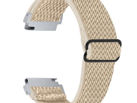 For Verizon Gizmo Watch 1 Wavy Pattern Elastic Wrist Band Woven Nylon Watch Strap - Apricot Online