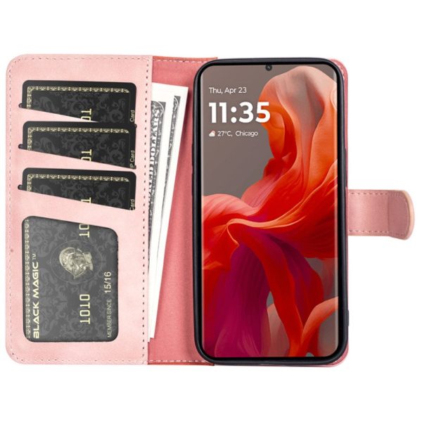 Two-color Motorola Moto G85 leather flip case - Pink Discount