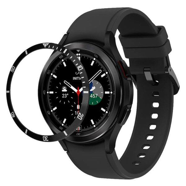 Samsung Galaxy Watch6 Classic 43mm Watch Bezel Ring Zinc Alloy Dial Bezel Adhesive Frame Ring Cover - Black For Sale