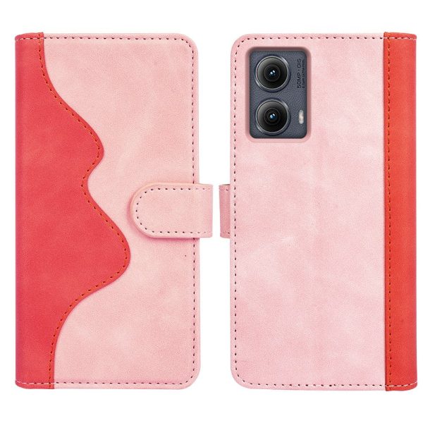 Two-color Motorola Edge (2024) leather flip case - Pink For Sale