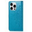 Mandala iPhone 16 Pro leather case - Blue Hot on Sale