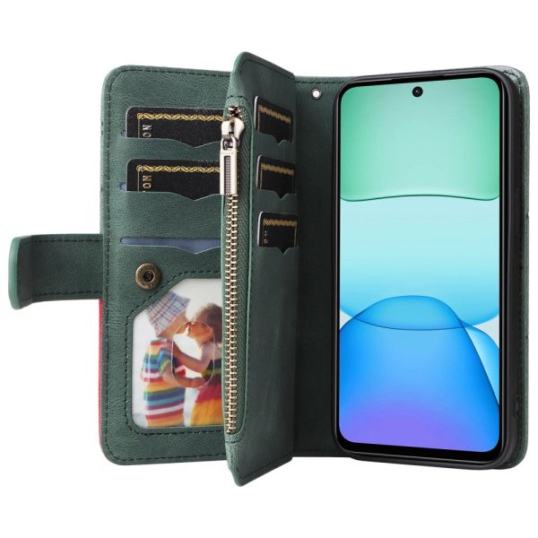 Textured Xiaomi Redmi 13   Xiaomi Redmi Note 13R leather case with strap - Green For Cheap