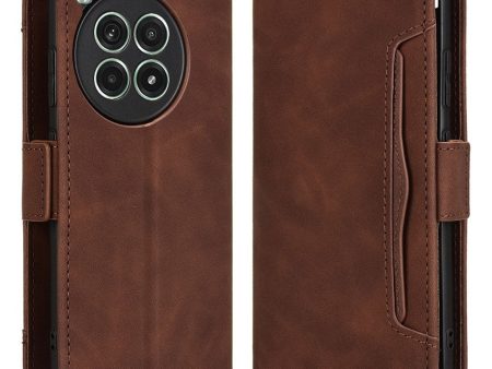 Modern-styled leather wallet case for OnePlus Ace 3 Pro - Brown on Sale