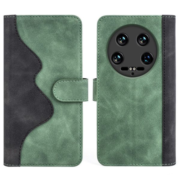 Two-color Xiaomi 14 Ultra leather flip case - Green Online Sale