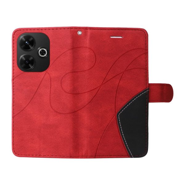 Textured Xiaomi Redmi 13 leather case with strap - Red Supply