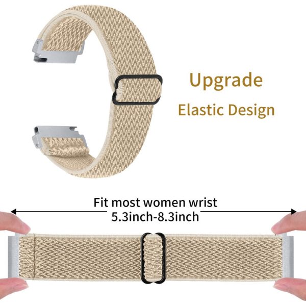 For Verizon Gizmo Watch 1 Wavy Pattern Elastic Wrist Band Woven Nylon Watch Strap - Apricot Online