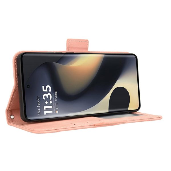 Modern-styled leather wallet case for Motorola Edge (2024) - Pink Online now