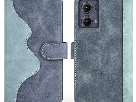 Two-color Motorola Edge (2024) leather flip case - Blue Hot on Sale