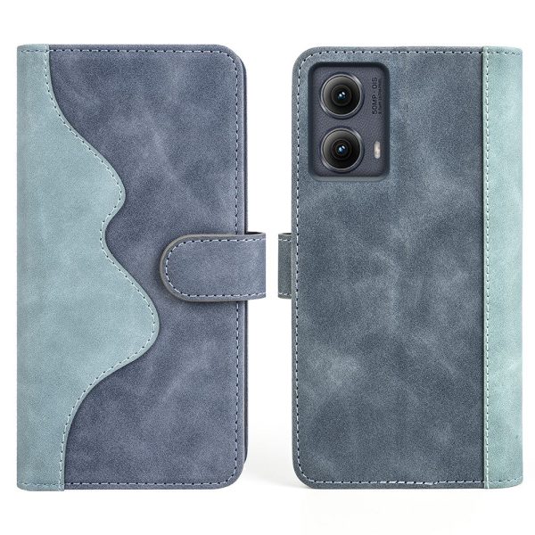 Two-color Motorola Edge (2024) leather flip case - Blue Hot on Sale