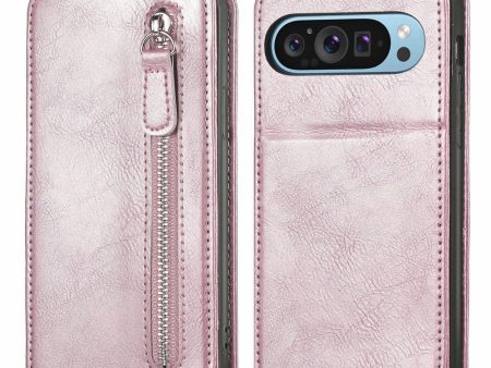 Vertical Google Pixel 9 flip phone case with zipper - Rose Gold Sale