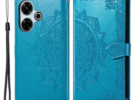 Mandala Xiaomi Redmi 13 leather case - Blue For Sale