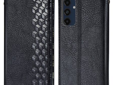 Samsung Galaxy M55   Samsung Galaxy F55   C55 leather case with a stylish rhombus imprint - Black Online Sale