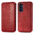 Samsung Galaxy M55   Samsung Galaxy F55   C55 leather case with a stylish rhombus imprint - Red Online now