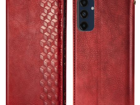 Samsung Galaxy M55   Samsung Galaxy F55   C55 leather case with a stylish rhombus imprint - Red Online now