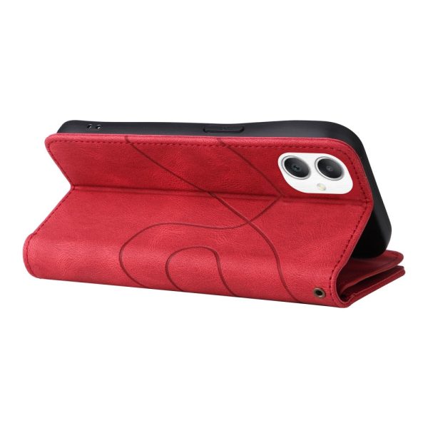 Textured Samsung Galaxy A06 leather case with strap - Red Online now