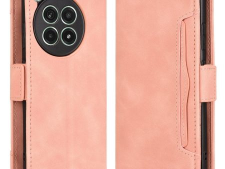 Modern-styled leather wallet case for OnePlus Ace 3 Pro - Pink For Sale