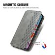 Motorola Moto G34 leather case with a stylish rhombus imprint - Grey Fashion