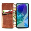 Samsung Galaxy M55   Samsung Galaxy F55   C55 leather case with a stylish rhombus imprint - Brown For Cheap