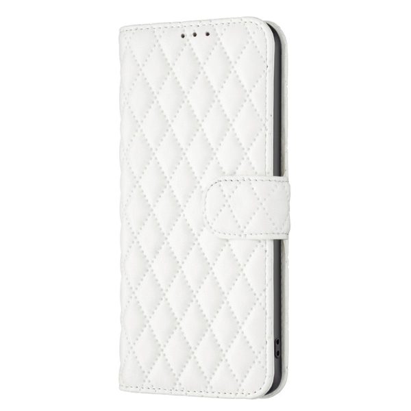 Rhombus pattern matte Motorola Edge 50 Fusion flip case - White For Cheap