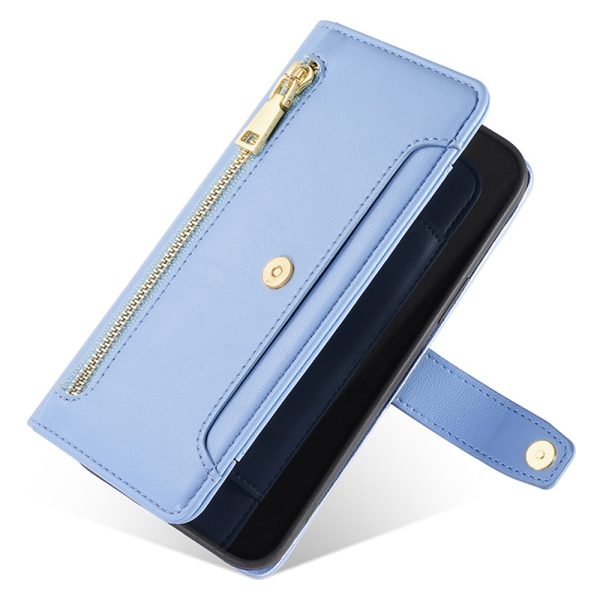 Samsung Galaxy M15 vegan leather wallet zipper case - Blue Online Hot Sale