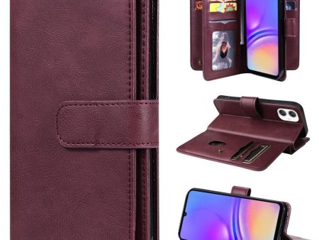 10-slot Samsung Galaxy A06 wallet case - Wine Red For Sale