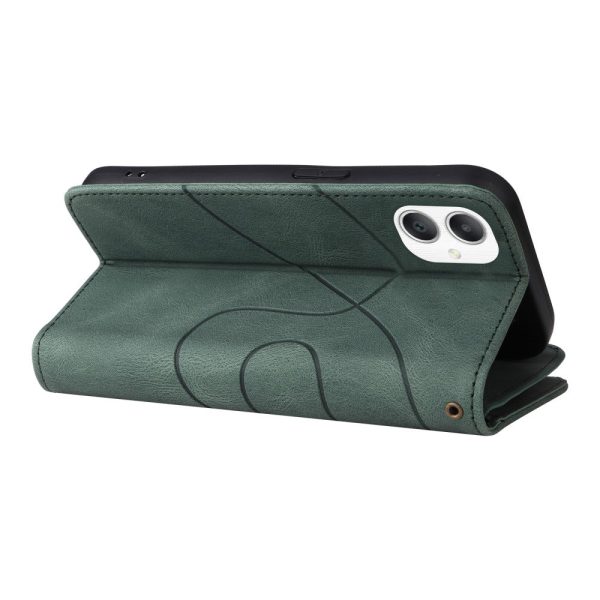 Textured Samsung Galaxy A06 leather case with strap - Green on Sale