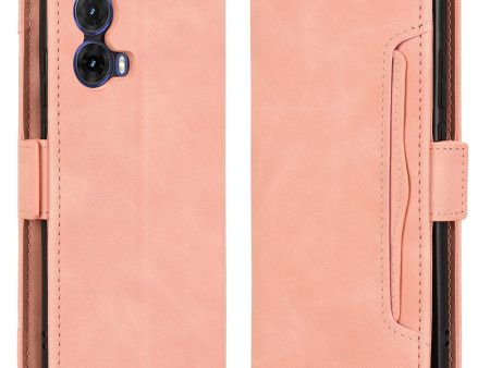 Modern-styled leather wallet case for Motorola Moto G85 - Pink Sale