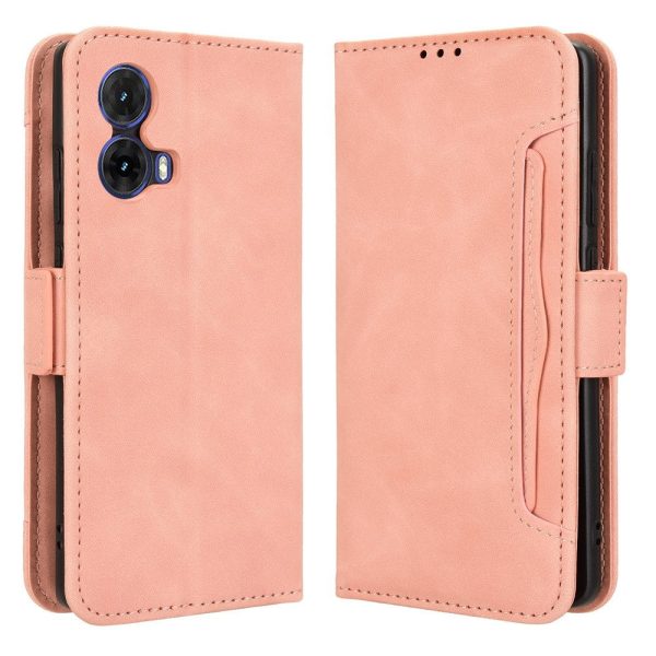 Modern-styled leather wallet case for Motorola Moto G85 - Pink Sale