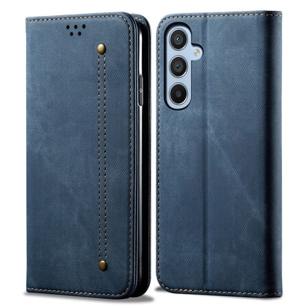 Jeans Samsung Galaxy M15 flip case - Blue Fashion