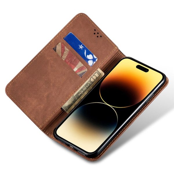 Jeans iPhone 16 Pro flip case - Coffee For Discount