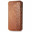 Samsung Galaxy A05 leather case with a stylish rhombus imprint - Brown Fashion