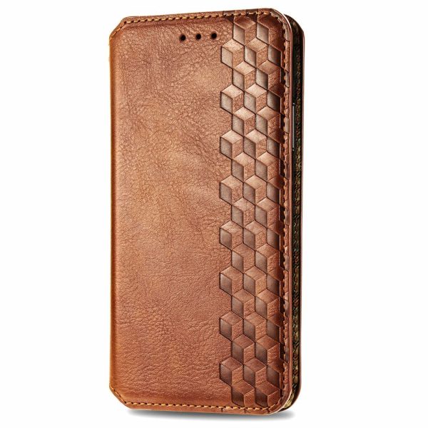 Samsung Galaxy A05 leather case with a stylish rhombus imprint - Brown Fashion