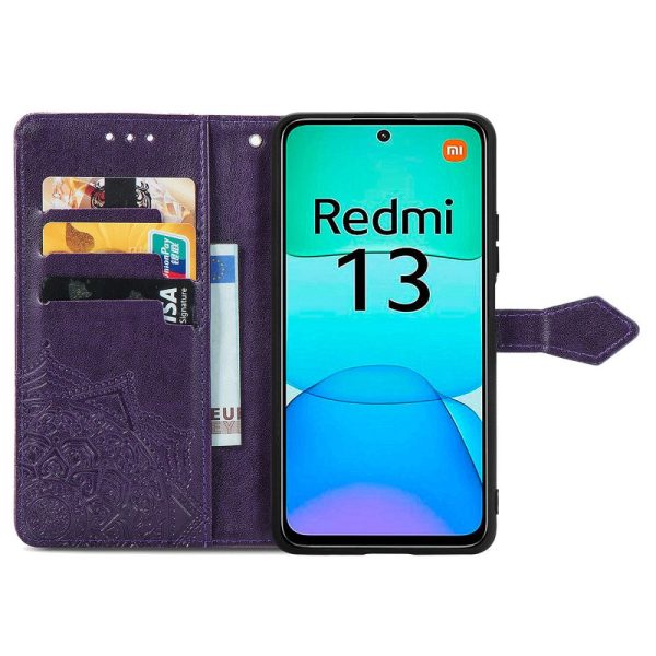 Mandala Xiaomi Redmi 13 leather case - Purple Fashion